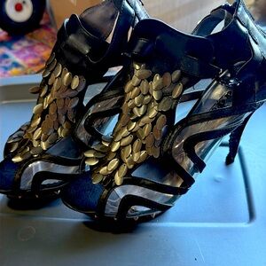 Hades ORION Black Studded Scale Platform Heels Sz 8 American Idol